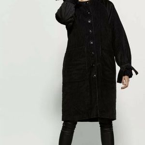 NWT ULLA JOHNSON Dusk Black Corduroy Coat, Large